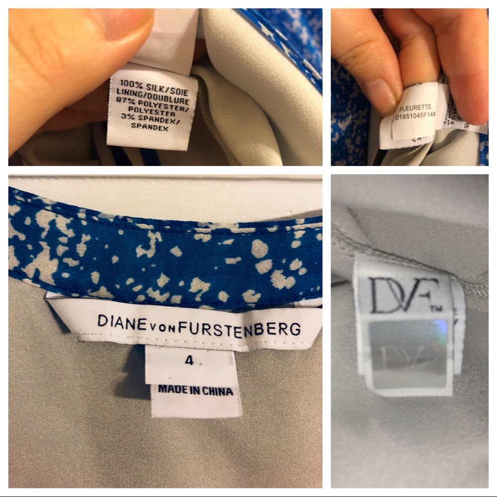 DVF Fleurette Silk Blue Dress - Picture 6 of 8